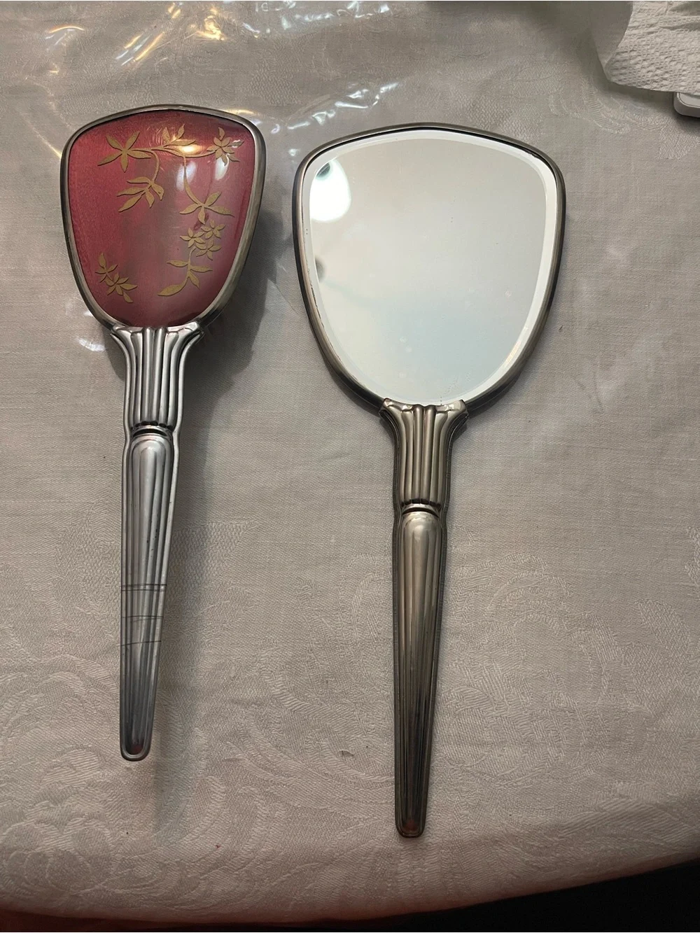 ANTIQUE VICTORIAN PRINCESS VANITY SET W/ HAND MIRROR HAIRBRUSH